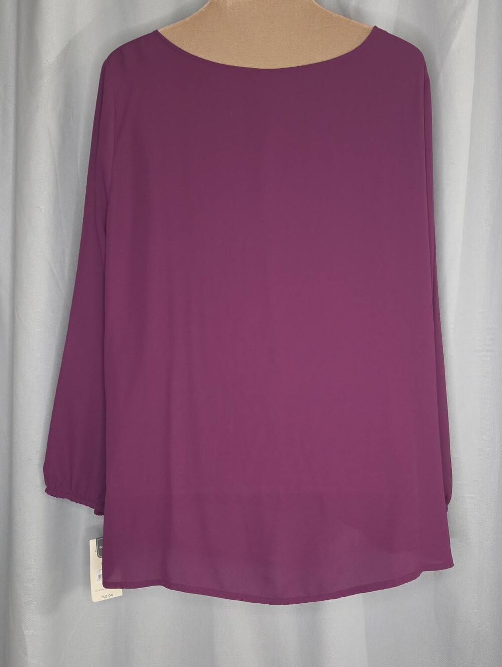 Terra & Sky XL 0X Plum Long Sleeve V-Neck Blouse - Picture 2 of 5